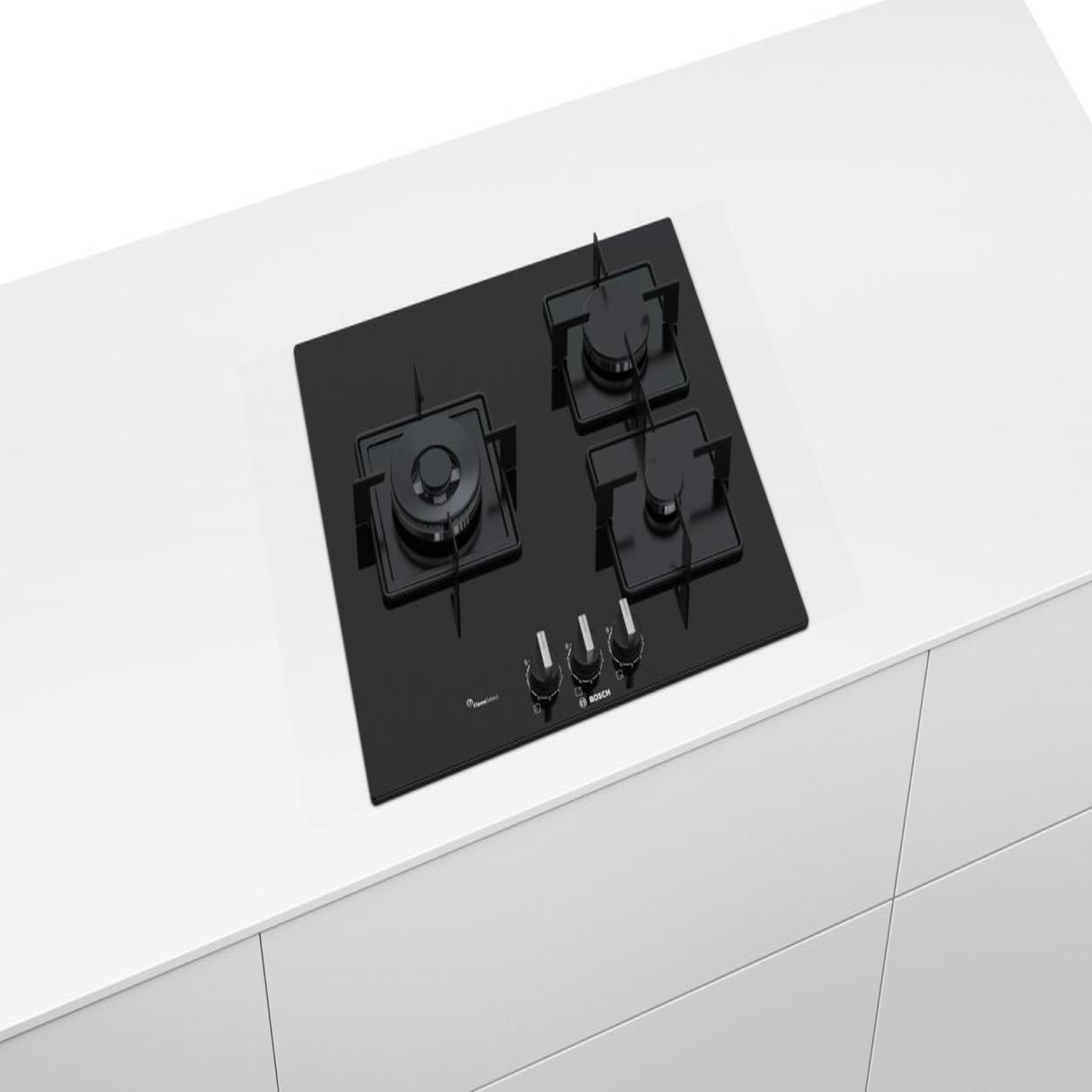Voir la diapositive 3 : BOSCH Table verre gaz 60 cm noir semi-fleur de plan de travail - ppc6a6b10