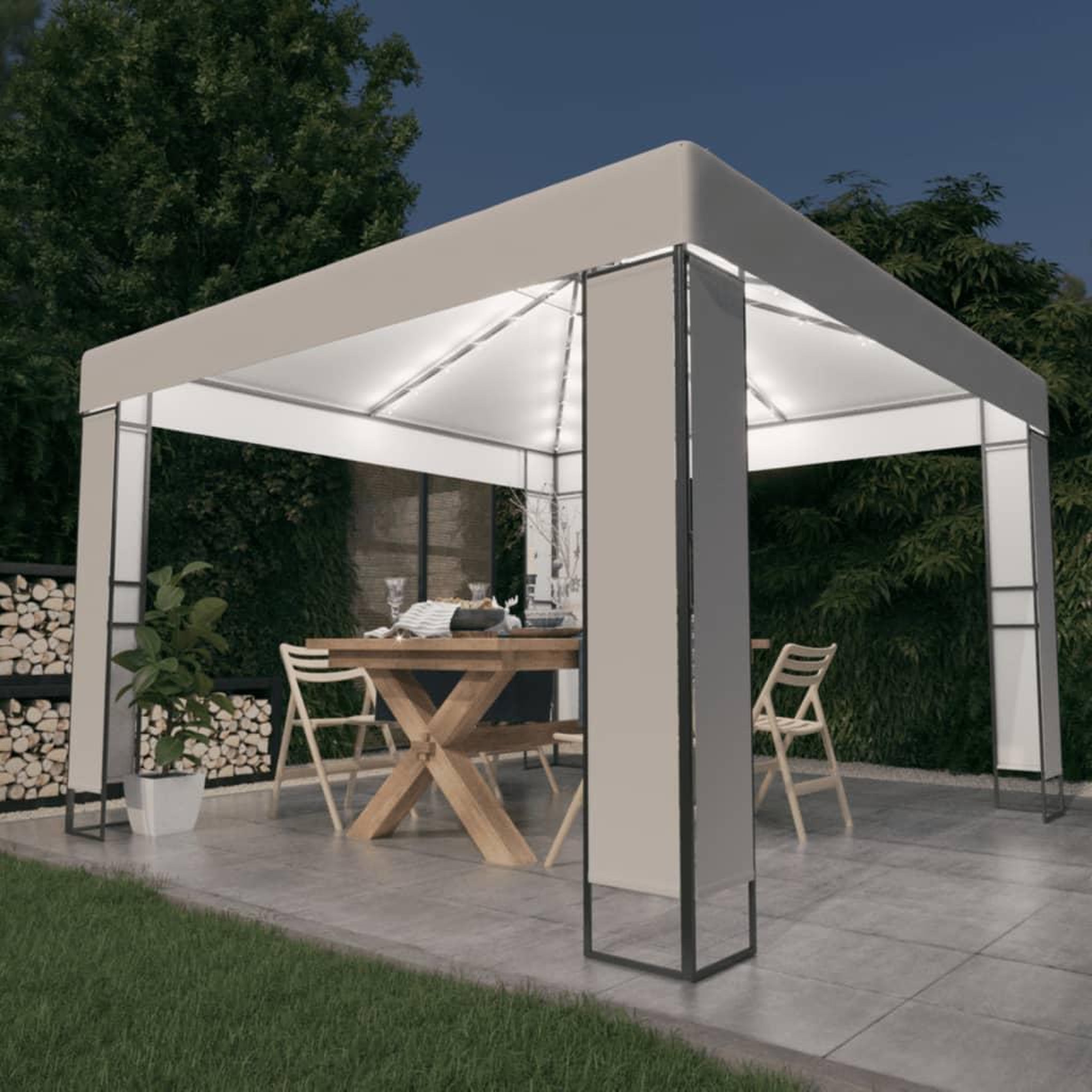 Voir la diapositive 1 : VIDAXL Tonnelle avec double toit et lumieres LED 3x3 m Blanc