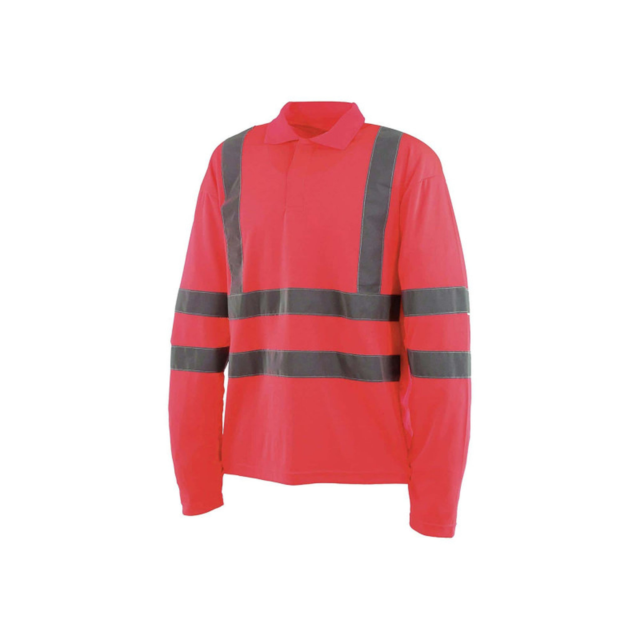 Voir la diapositive 1 :  Polo haute visibilité - Manches longues - Rouge fluo - 3XL