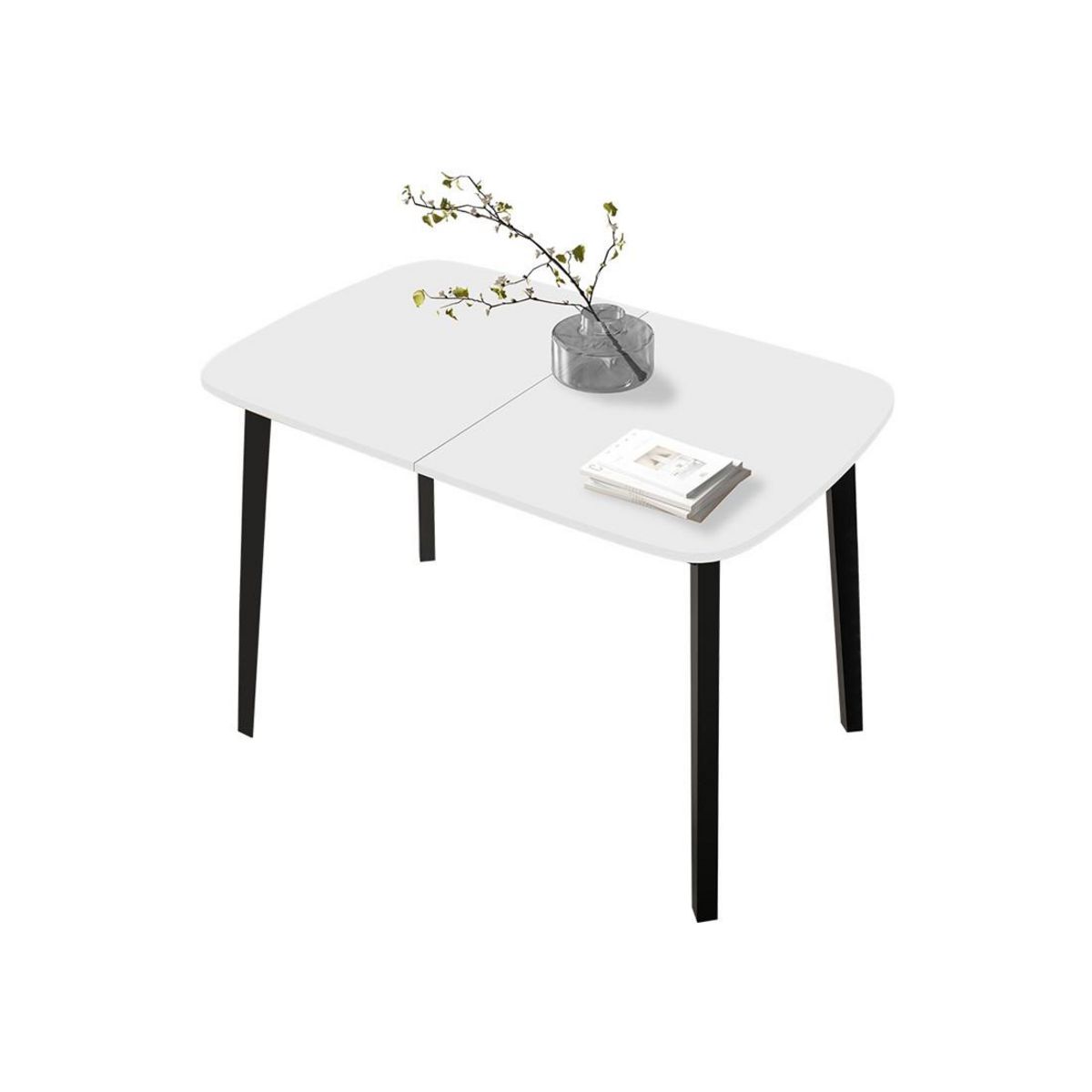 BEST MOBILIER Magov - table à manger extensible - blanc et noir - 4 personnes