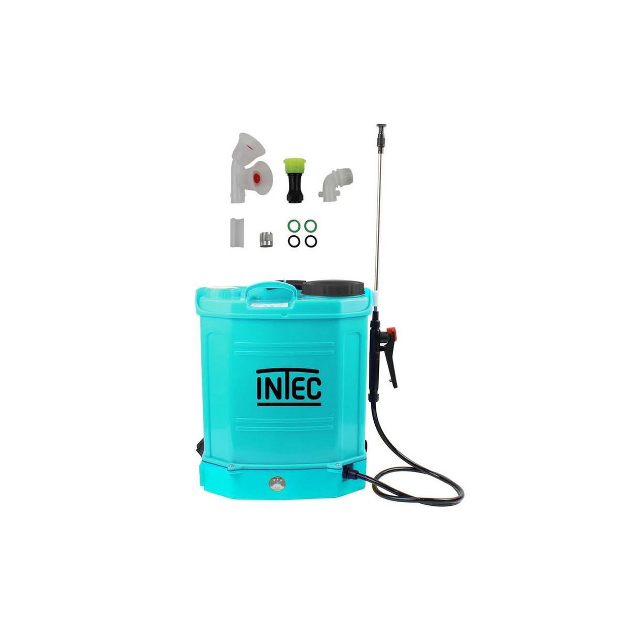 INTEC Pulvérisateur à batterie à dos 16l - pression 5 bar lance extensible 3 buses pulvérisateur électrique intec