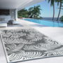 Voir la diapositive 3 : ID MARKET Tapis extérieur COCO tropical gris et blanc 180 x 280 CM