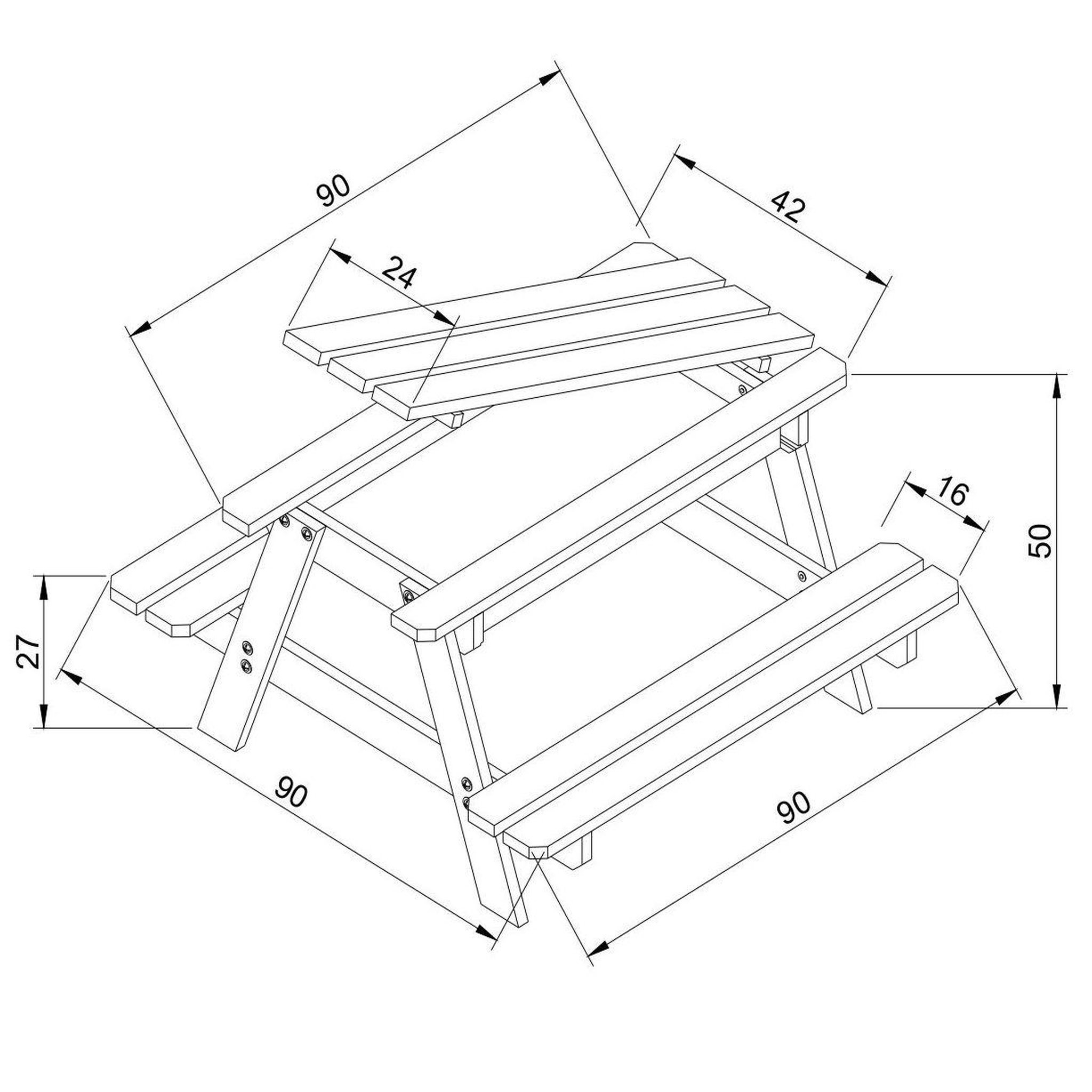 Voir la diapositive 4 : TIMBELA Table enfant pour le jardin table et chaise enfant avec 90x90xh50 cm m010-1