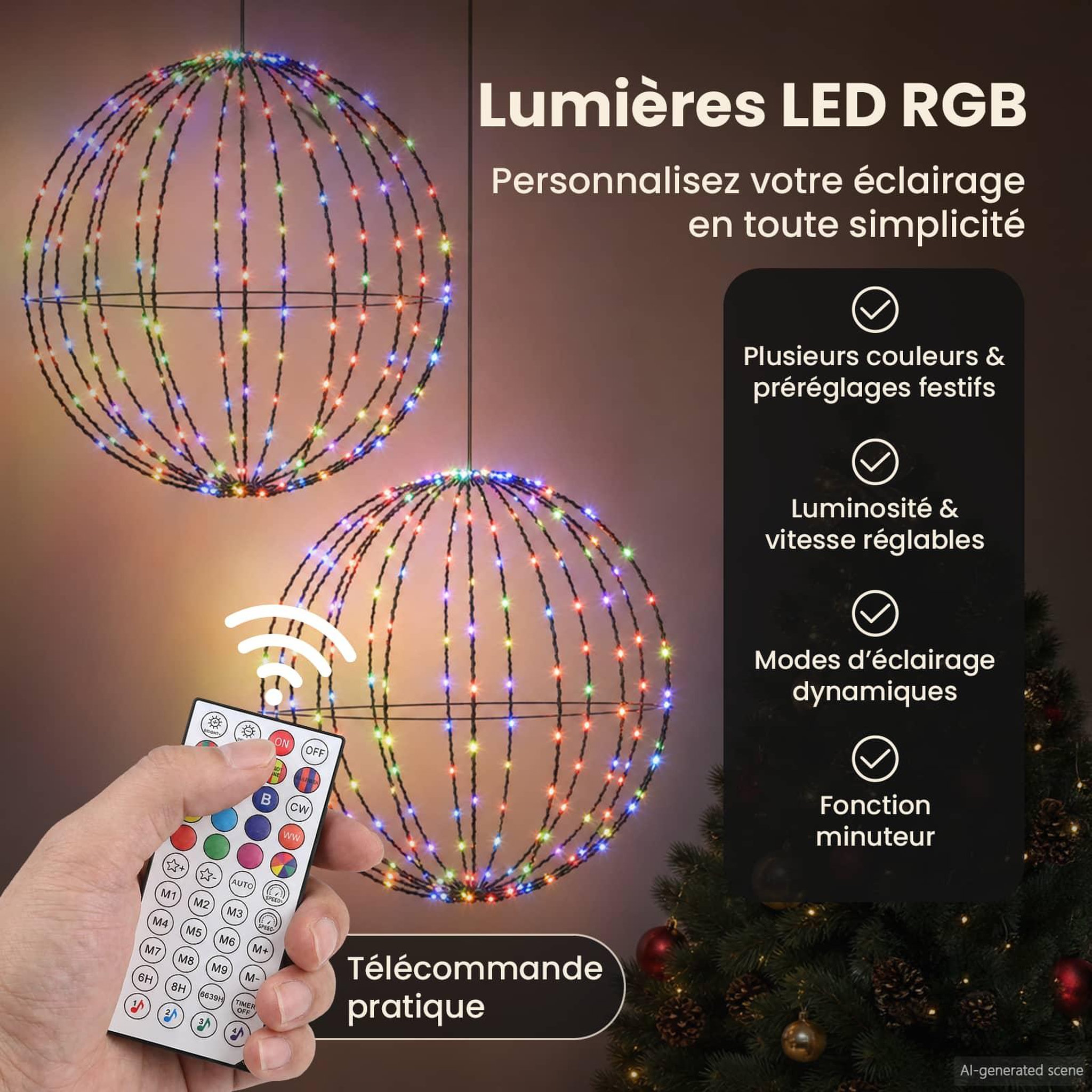 Voir la diapositive 4 : VIDAXL Fleuron lumineux de Noël 2 pc 384 LED RGB Diametre 60 x 63 cm