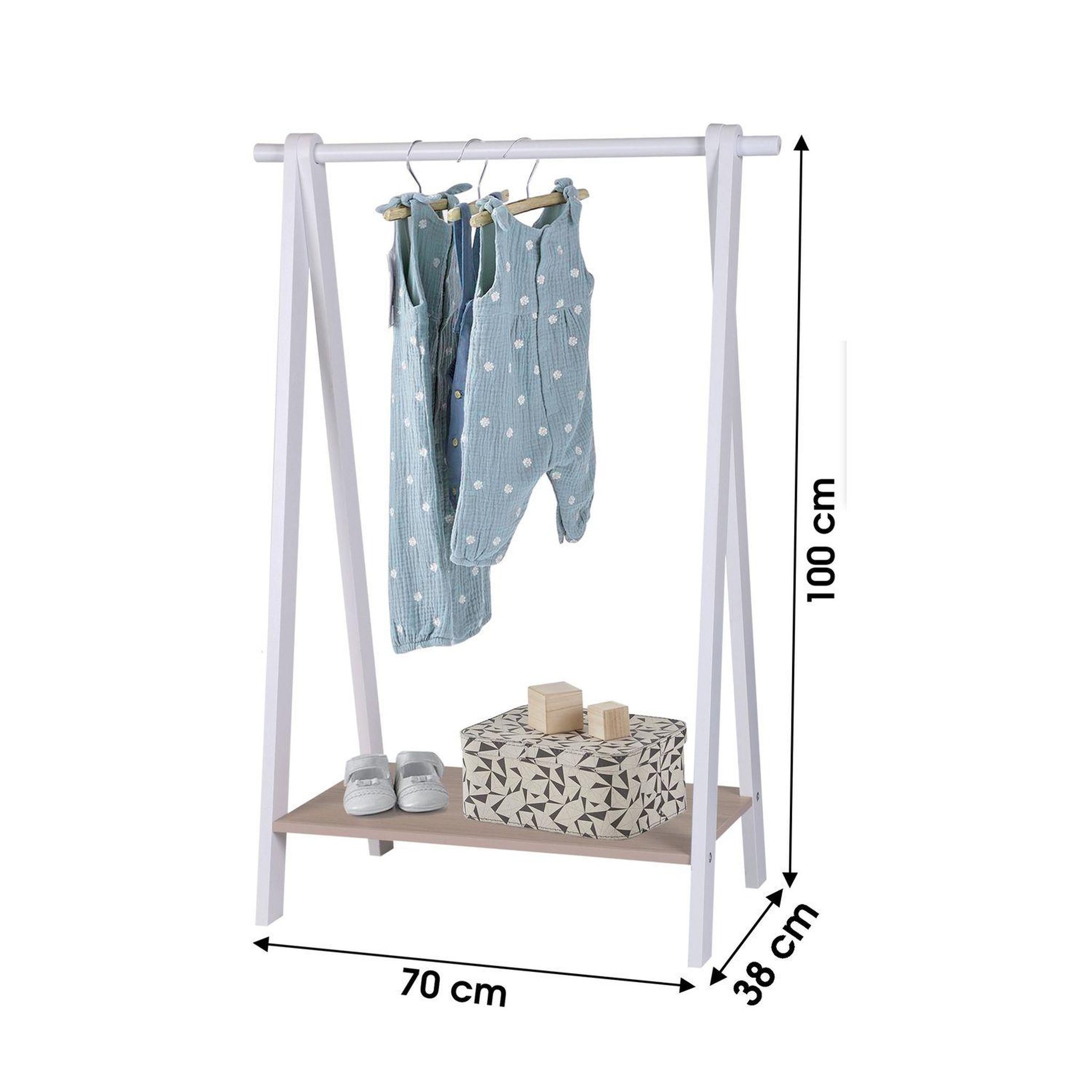 Voir la diapositive 3 : TOILINUX Penderie dream pour enfant - h. 100 cm. - bois et blanc