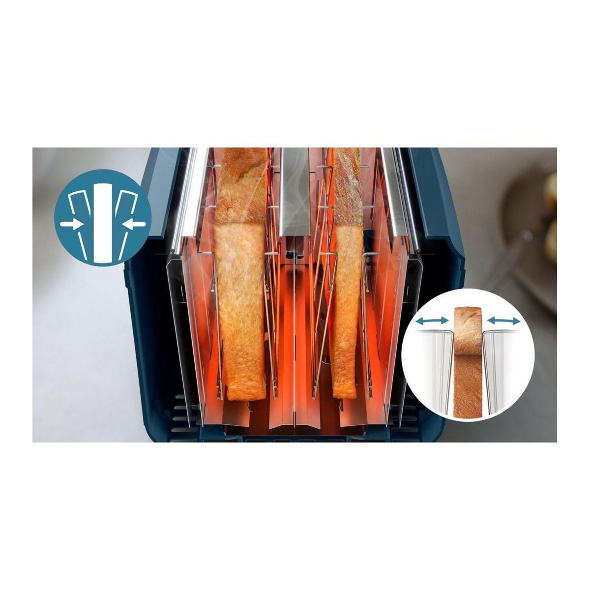 Philips Grille-pain HD2511/70 Toaster bleu Série 3000, 2 fentes, 900W