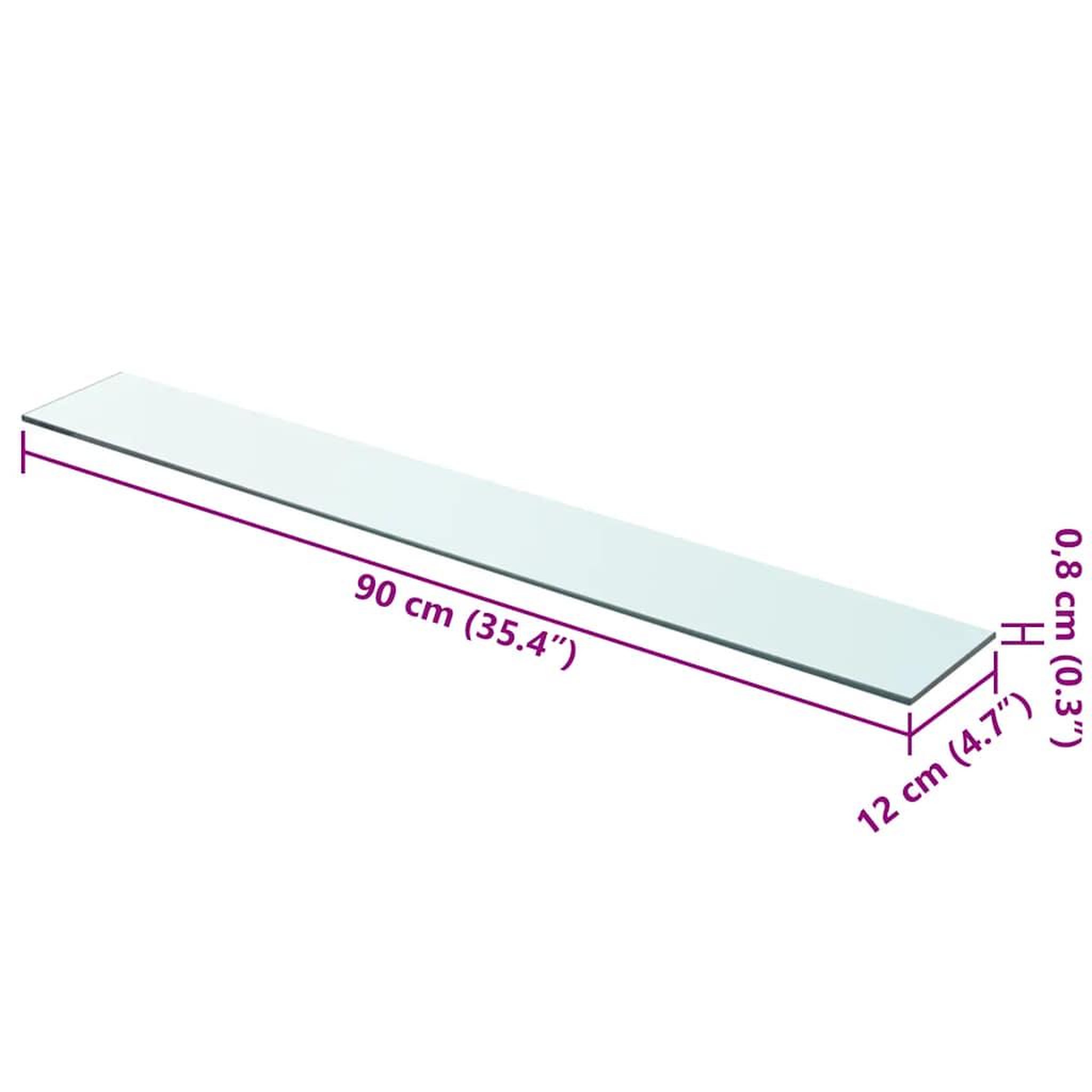 Voir la diapositive 3 : VIDAXL Panneau d'etagere Verre transparent 90 x 12 cm