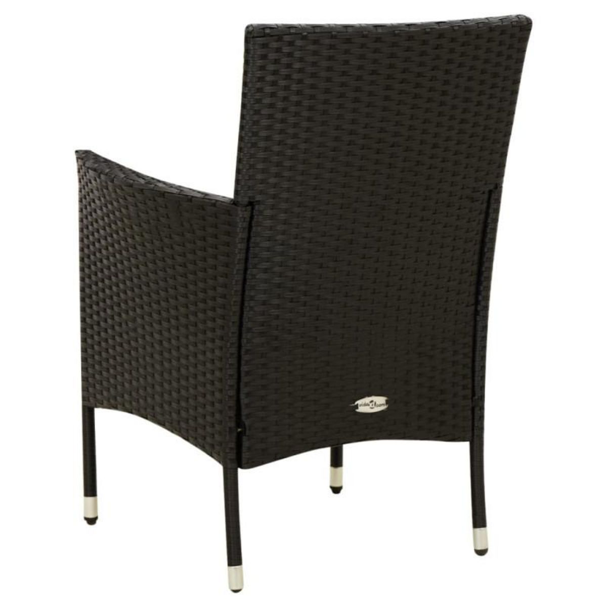 VIDAXL Chaises de jardin lot de 2 avec coussins Résine tressée Noir