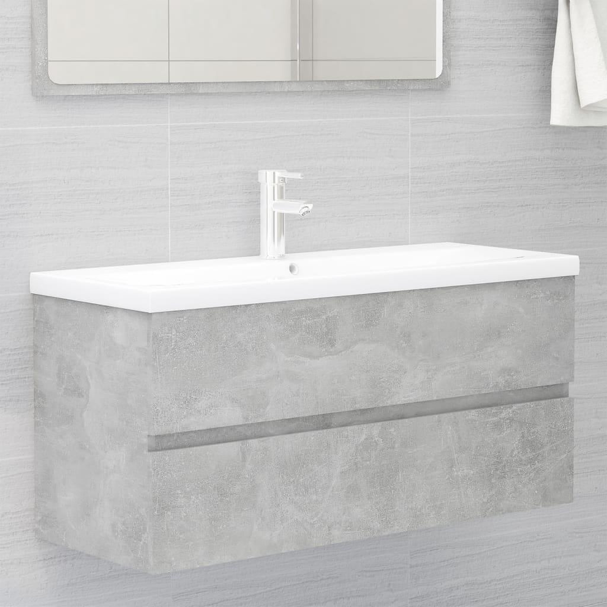 Voir la diapositive 1 : VIDAXL Armoire d'evier et lavabo integre gris beton bois d'ingenierie