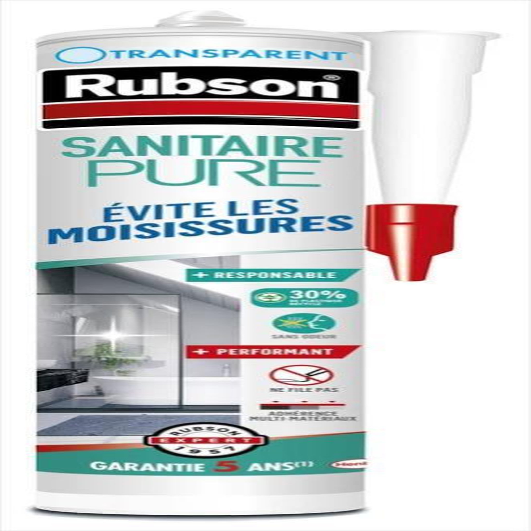 rubson Mastic d'étanchéité cuisine et bain pure sanitaire RUBSON transparent 280ml