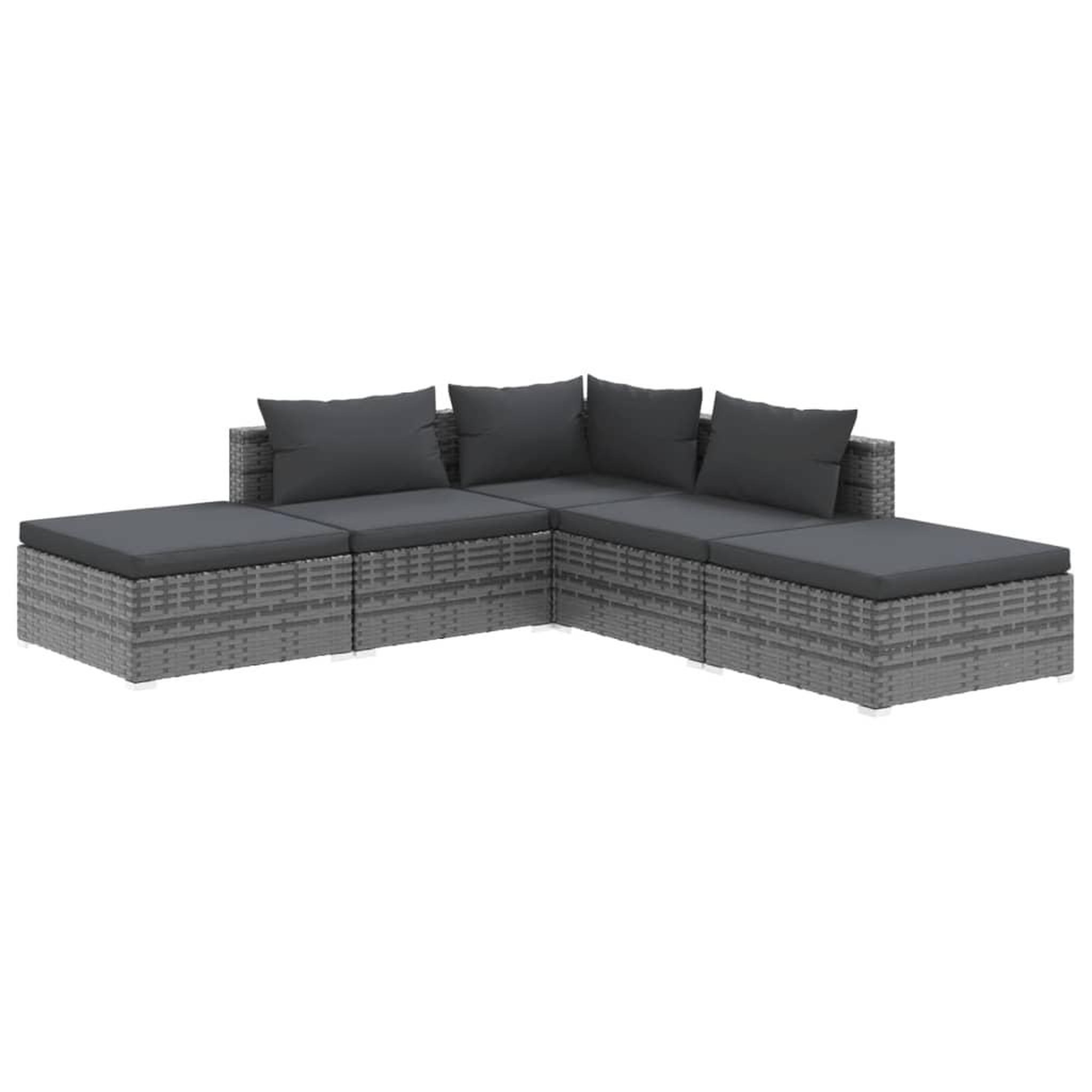 Voir la diapositive 2 : VIDAXL Salon de jardin 5 pcs avec coussins Resine tressee Gris