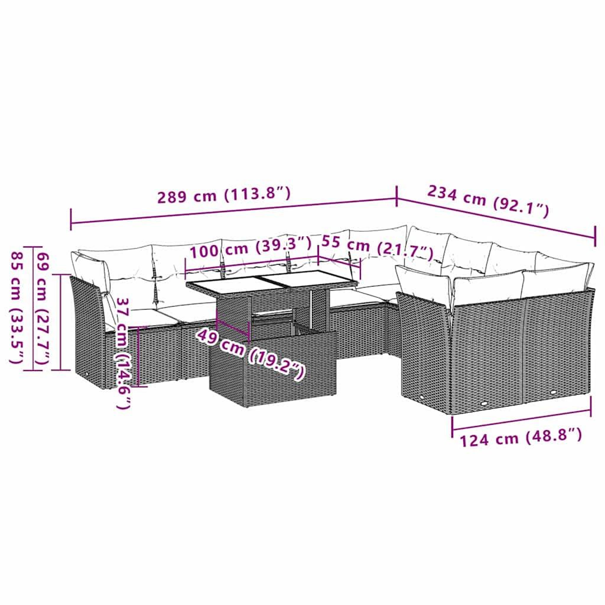 Voir la diapositive 6 : VIDAXL Salon de jardin 10 pcs avec coussins noir resine tressee