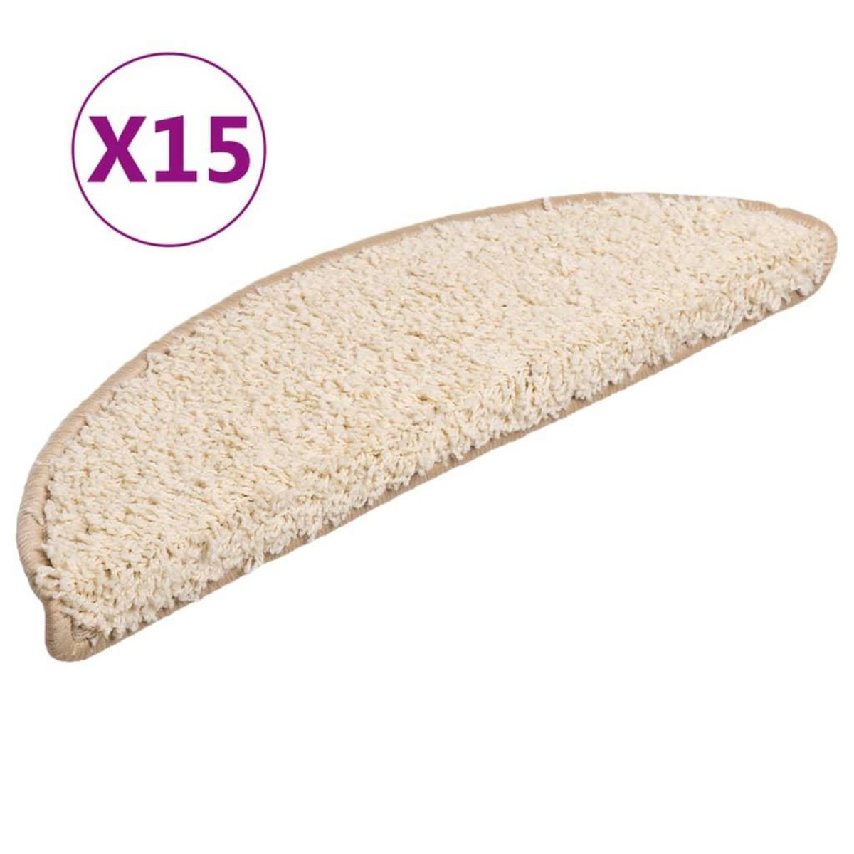 VIDAXL Tapis d'escalier 15 pcs creme 56x17x3 cm