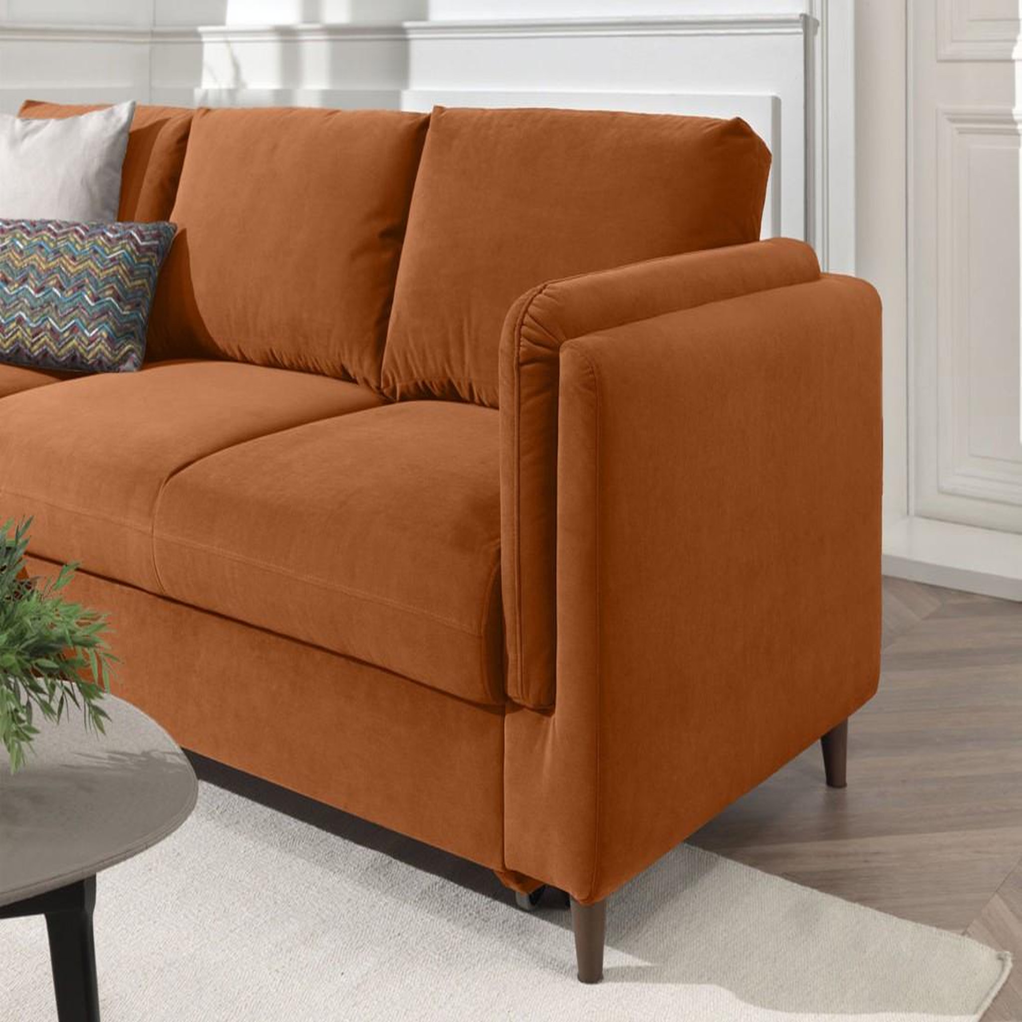 Voir la diapositive 5 : BEST MOBILIER Brooke - canapé d'angle gauche - convertible avec coffre - 4 places - en velours