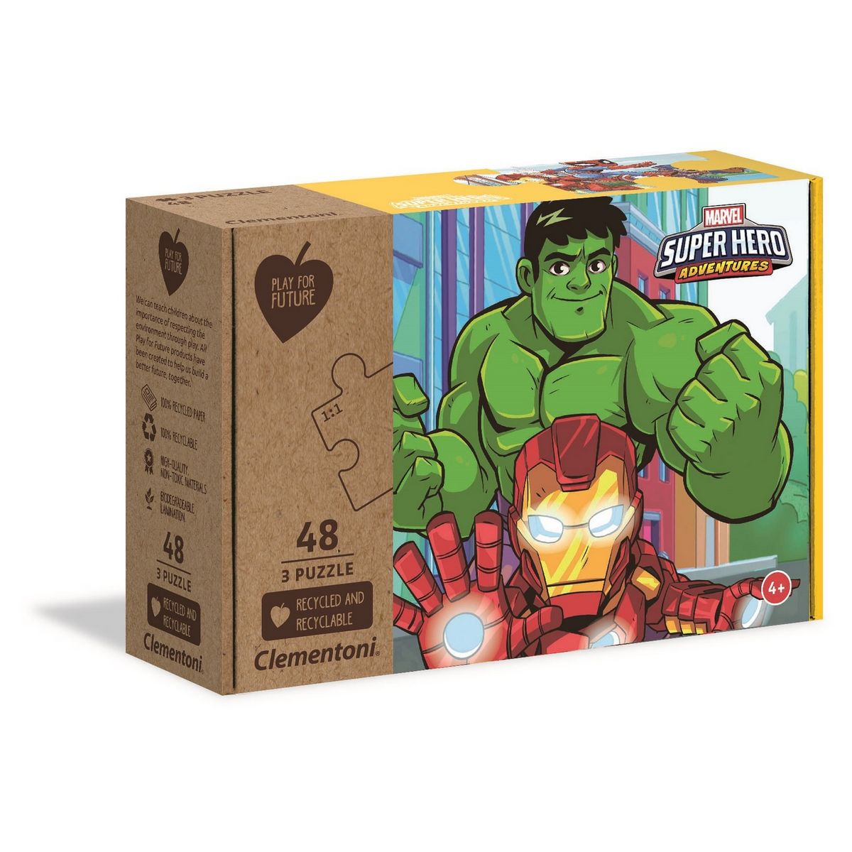CLEMENTONI Ensemble de 3 puzzles 48 pièces Marvel