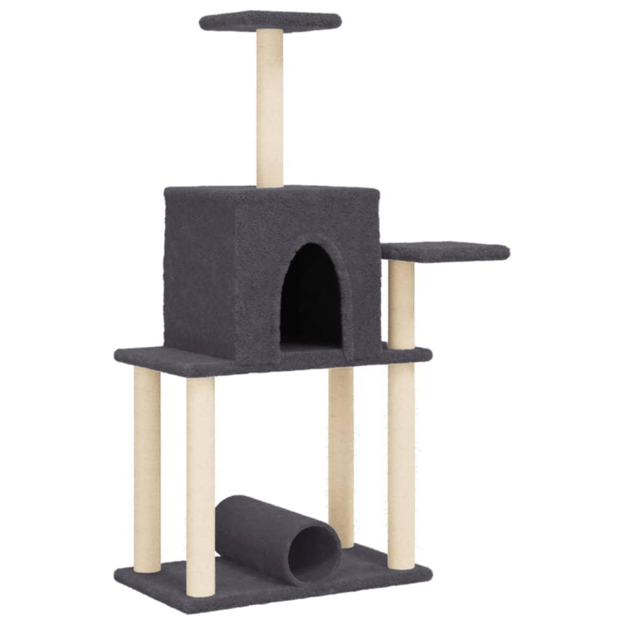 Voir la diapositive 2 : VIDAXL Arbre a chat avec griffoirs en sisal gris fonce 122 cm