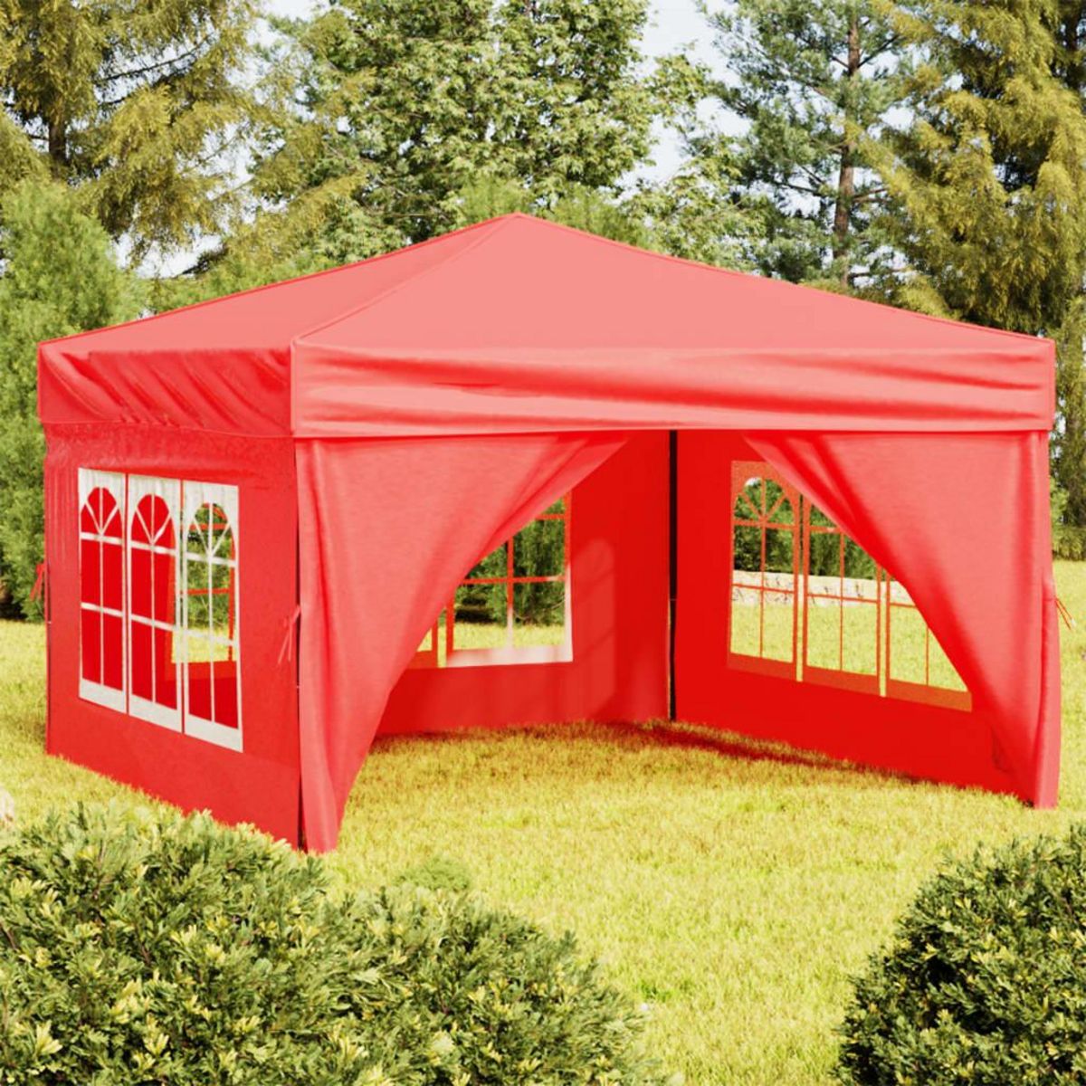 VIDAXL Tente de reception pliable avec parois Rouge 3x3 m