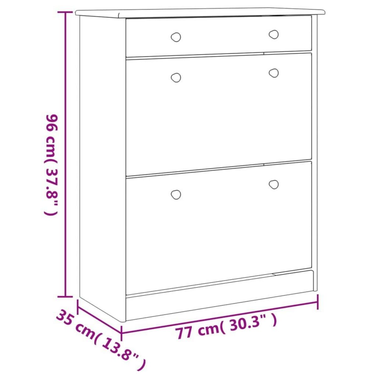 VIDAXL Armoire a chaussures ALTA blanc 77x35x96 cm bois massif de pin