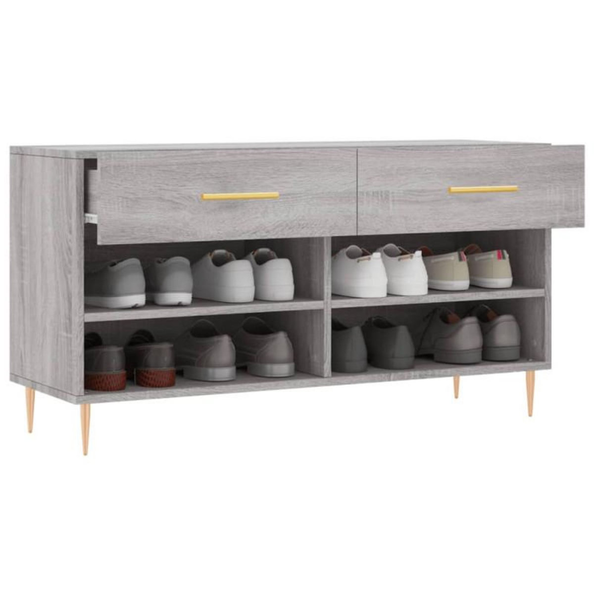 VIDAXL Banc à chaussures sonoma gris 102x35x55 cm bois d ingénierie