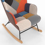 Voir la diapositive 6 : ID MARKET Fauteuil scandinave IVAR en tissu à bascule patchwork multicouleurs