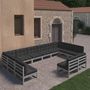 Voir la diapositive 1 : VIDAXL Salon de jardin 12 pcs avec coussins Gris Bois de pin massif