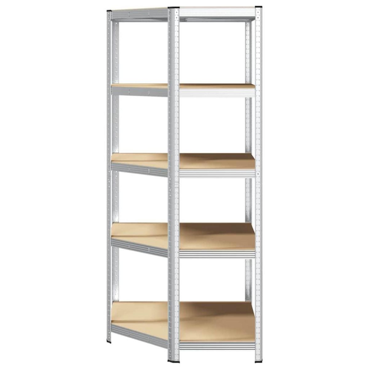 VIDAXL Etagere d'angle a 5 niveaux Argente Acier et bois d'ingenierie