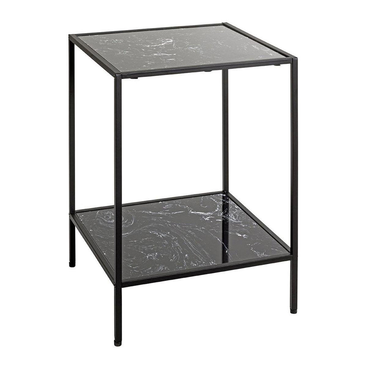 Paris Prix Table d'Appoint Effet Marbre  Julia  60cm Noir