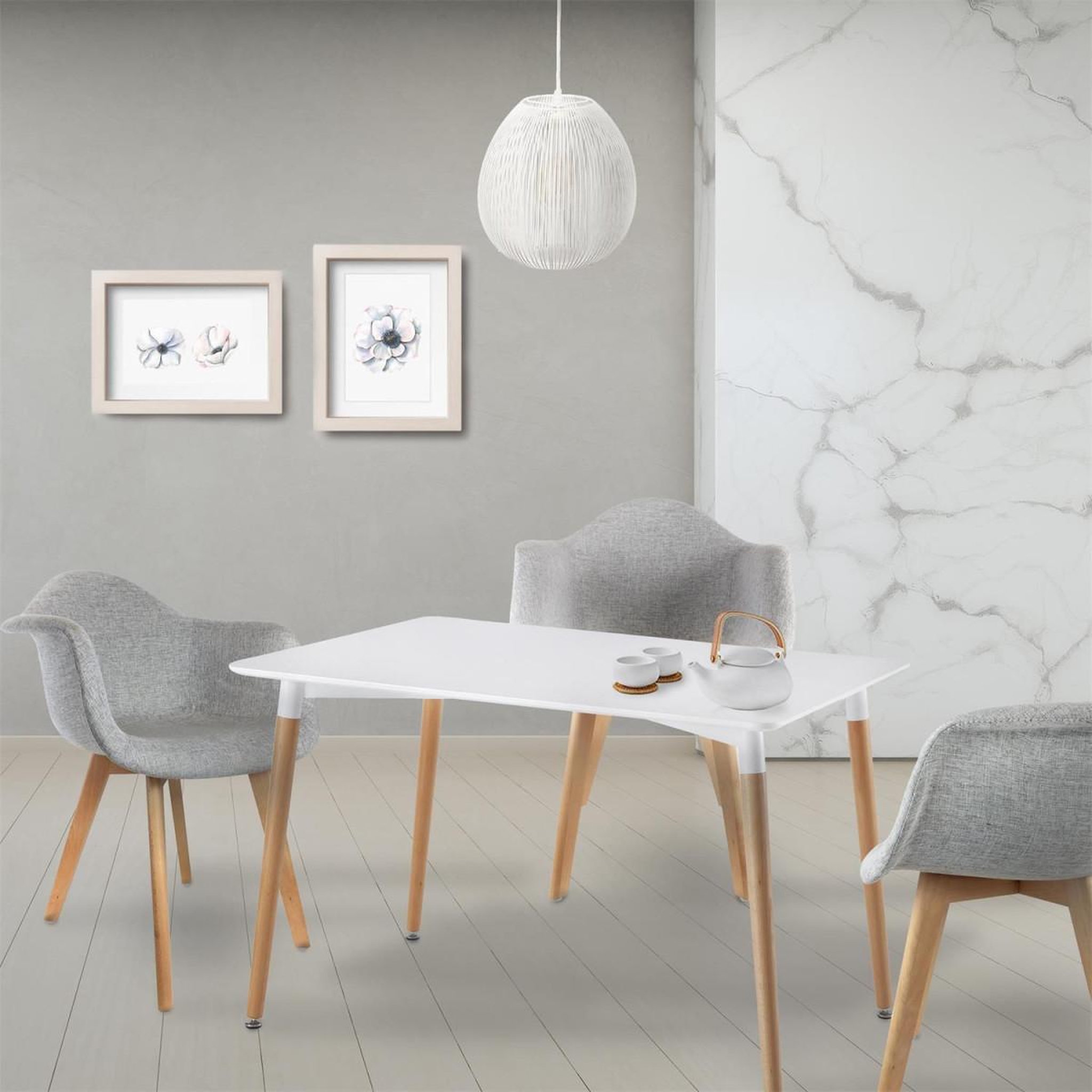 Voir la diapositive 4 : The Home Deco Factory Table de repas scandinave  wyoming  115cm blanc