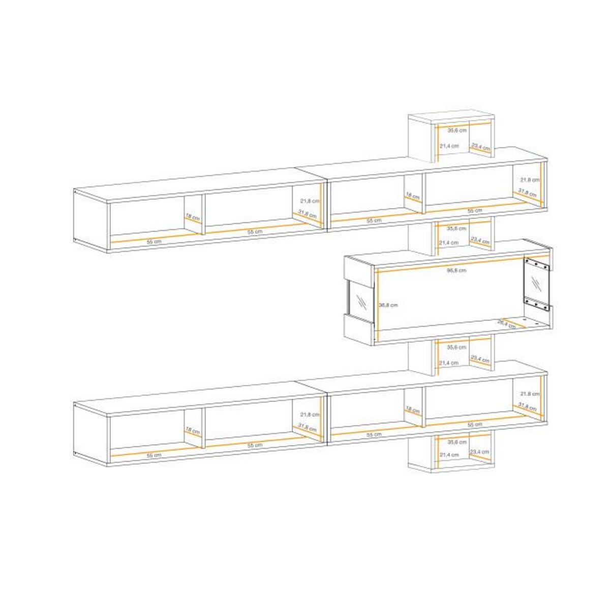 Paris Prix Ensemble Meuble TV  Tokyo  250cm Gris & Chêne