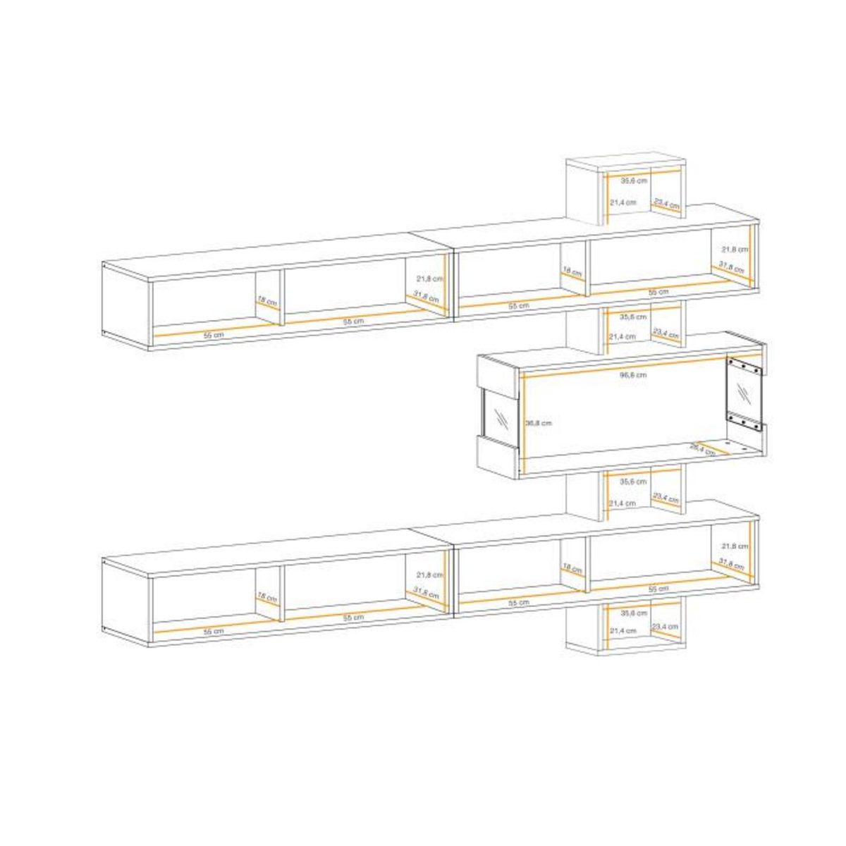 Paris Prix Ensemble Meuble TV  Tokyo  250cm Gris & Chêne