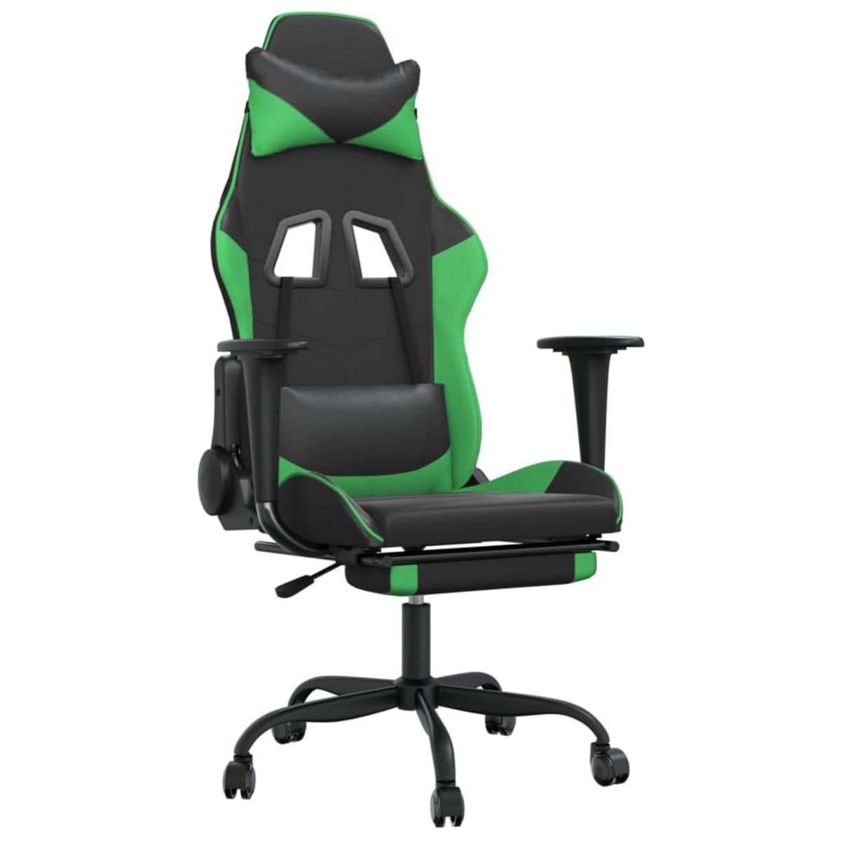 VIDAXL Chaise de jeu avec repose-pied Noir et vert Similicuir