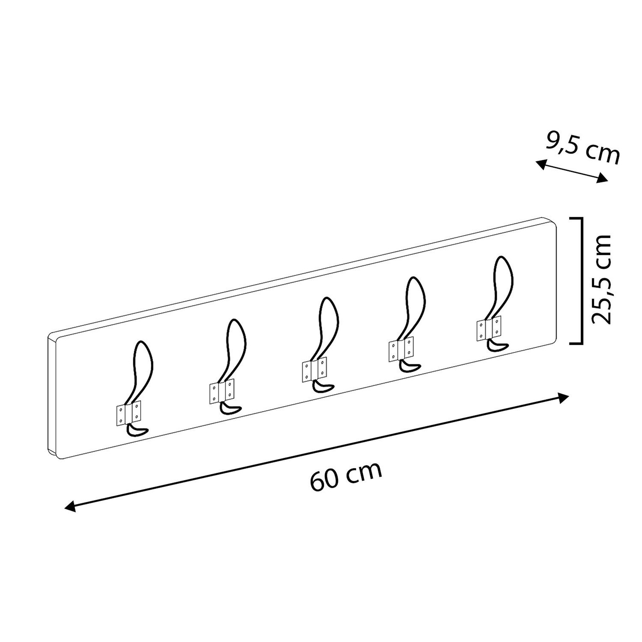Voir la diapositive 4 : VS VENTA-STOCK Porte-manteau mural Xica en bois gris, 5 crochets