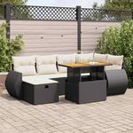 VIDAXL Salon de jardin avec coussins 8 pcs noir resine tressee acacia