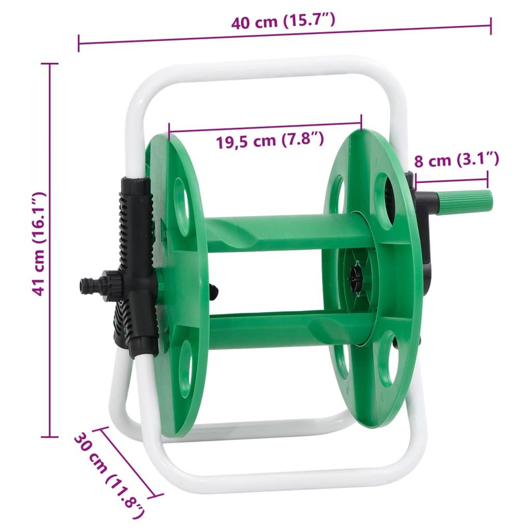 Voir la diapositive 6 : VIDAXL Enrouleur de tuyau vert sur pied pour tuyau de 45 m 1/2  acier