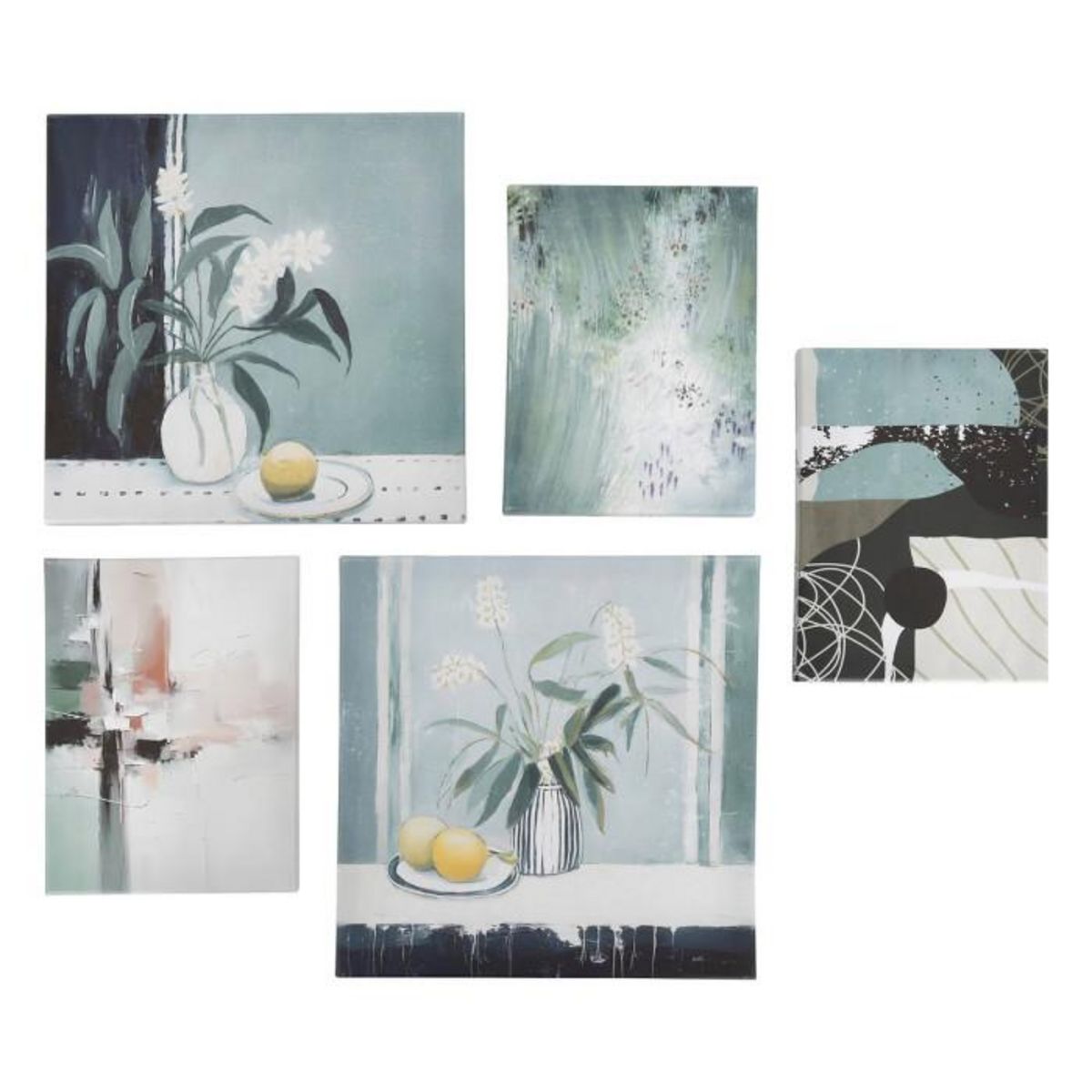 ATMOSPHERA Lot de 5 Toiles Imprimées  Cynthia  25x25cm Vase