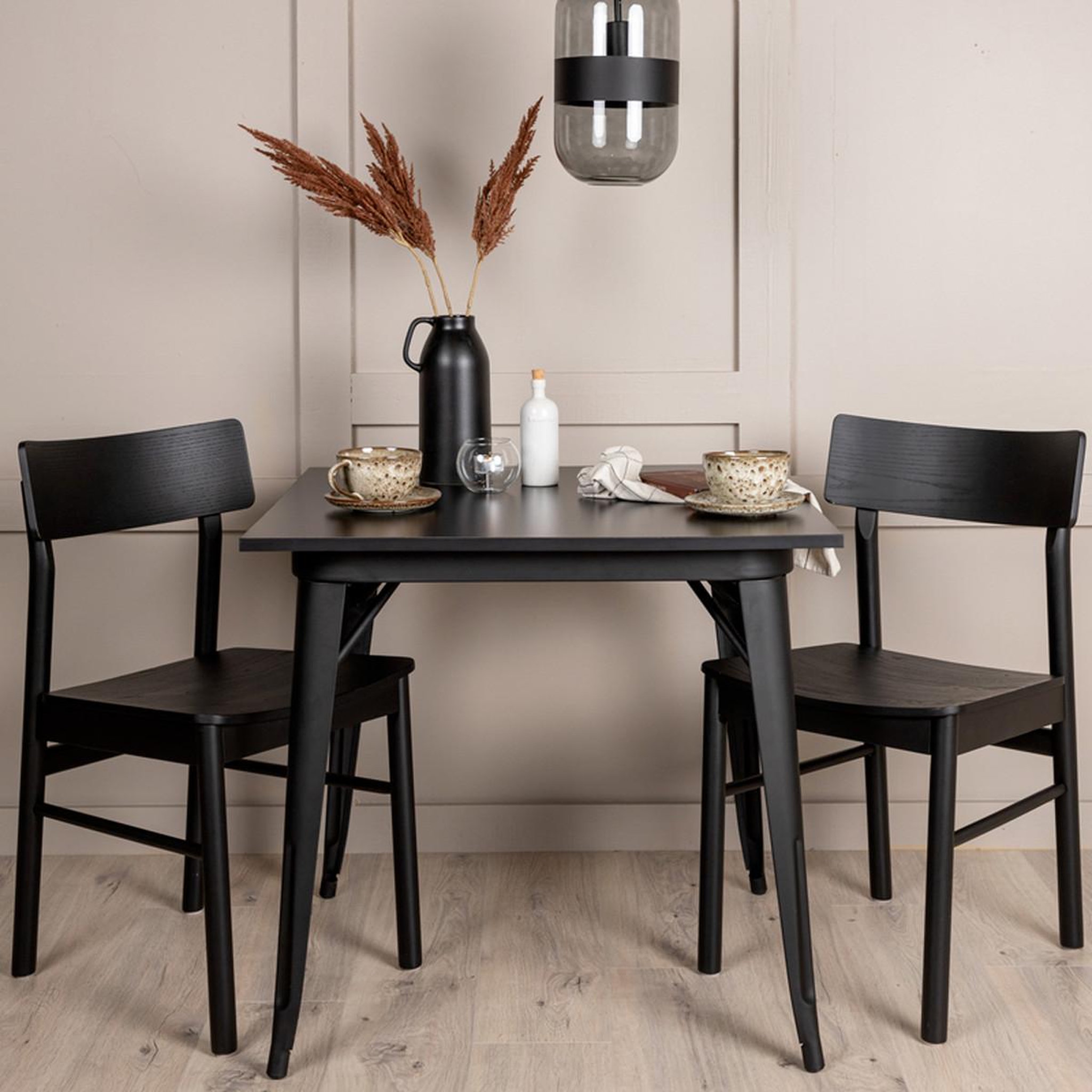 Voir la diapositive 5 : Paris Prix Ensemble table à manger & 2 chaises  tempe & montros  80cm noir