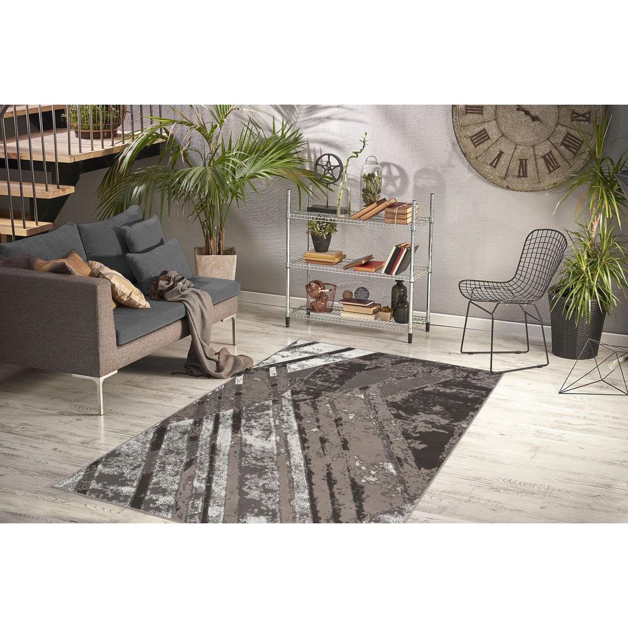 Voir la diapositive 2 : Paris Prix Tapis Vintage à Poils Courts  Esperanto IV  Gris & Crème