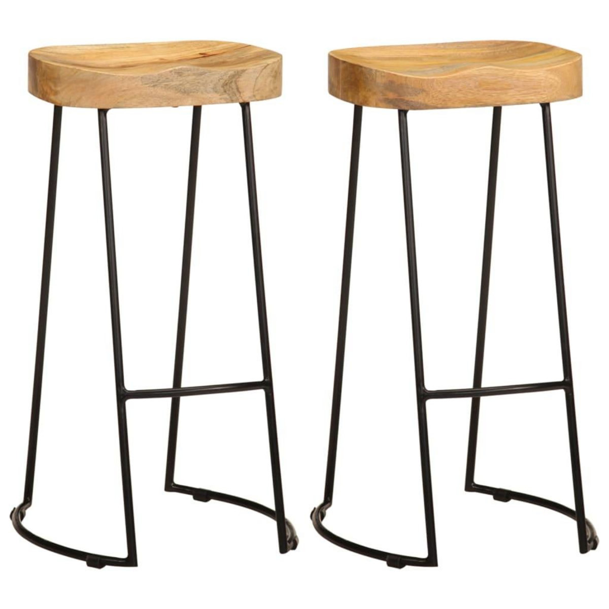 VIDAXL Tabourets de bar lot de 2 bois de manguier massif
