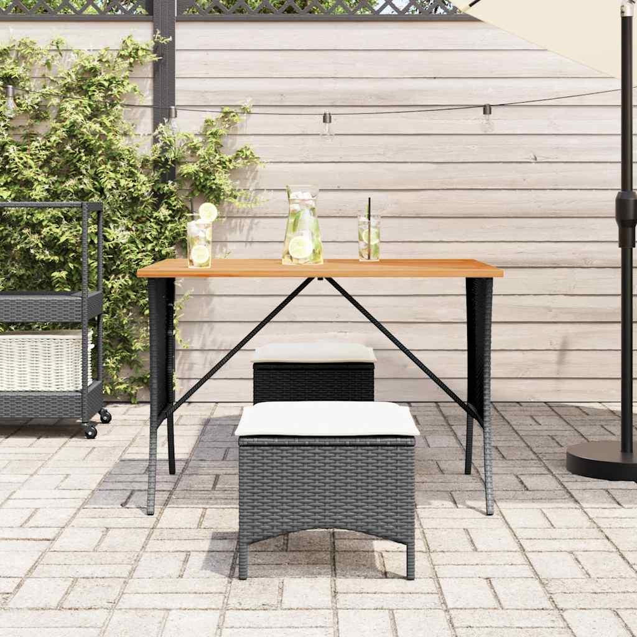 Voir la diapositive 3 : VIDAXL Ensemble a manger de jardin avec coussins 3 pcs Noir
