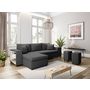 Voir la diapositive 3 : Canapé d'angle convertible avec coffre 3 places + 2 poufs à droite et étagère à gauche MACHA