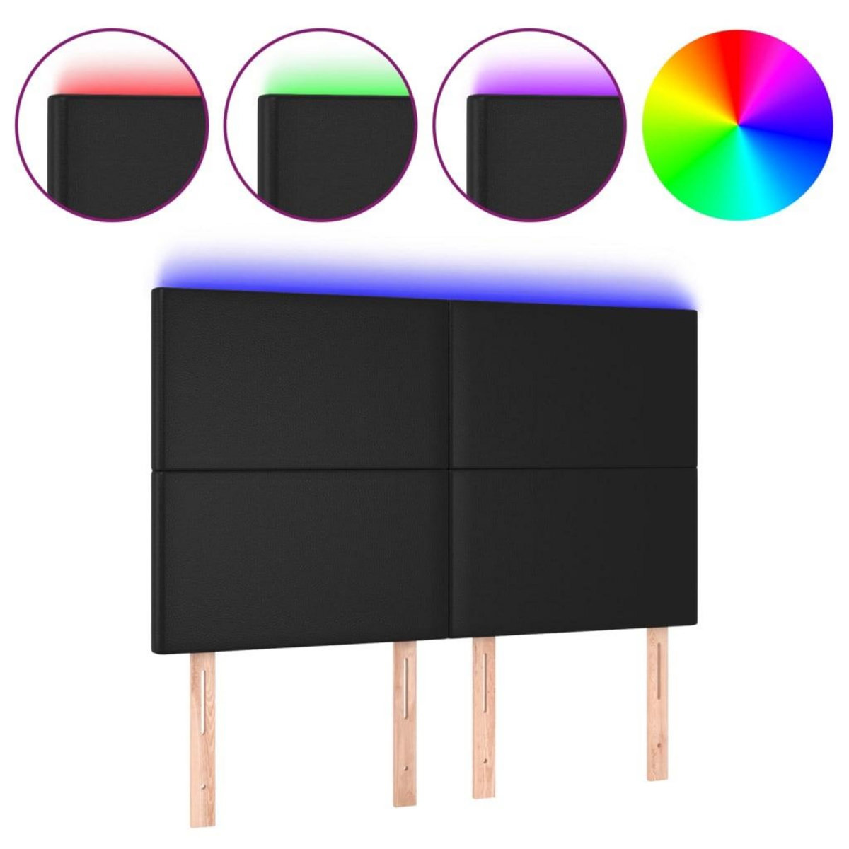 VIDAXL Tete de lit a LED Noir 144x5x118/128 cm Similicuir