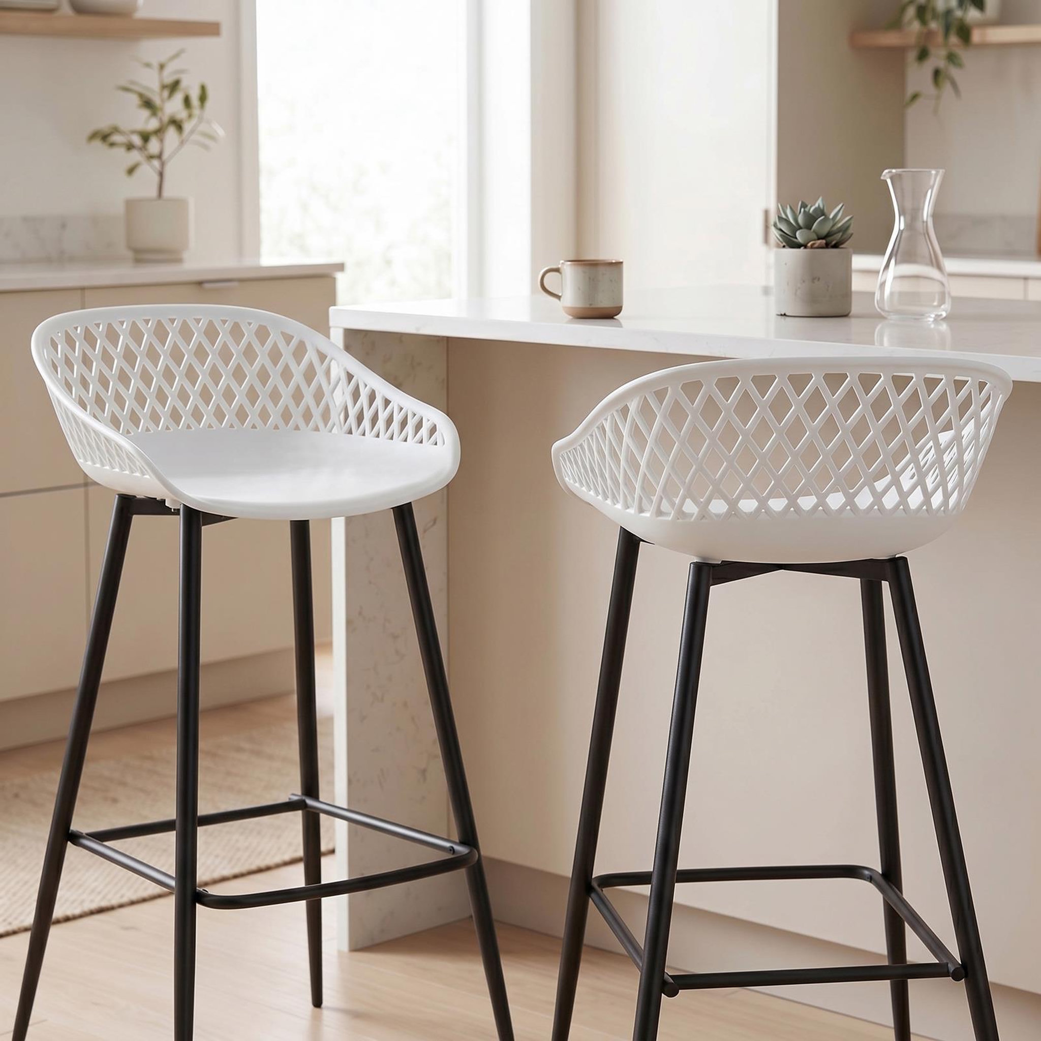 Voir la diapositive 3 : IDIMEX Lot de 2 tabourets de bar IREK, en plastique