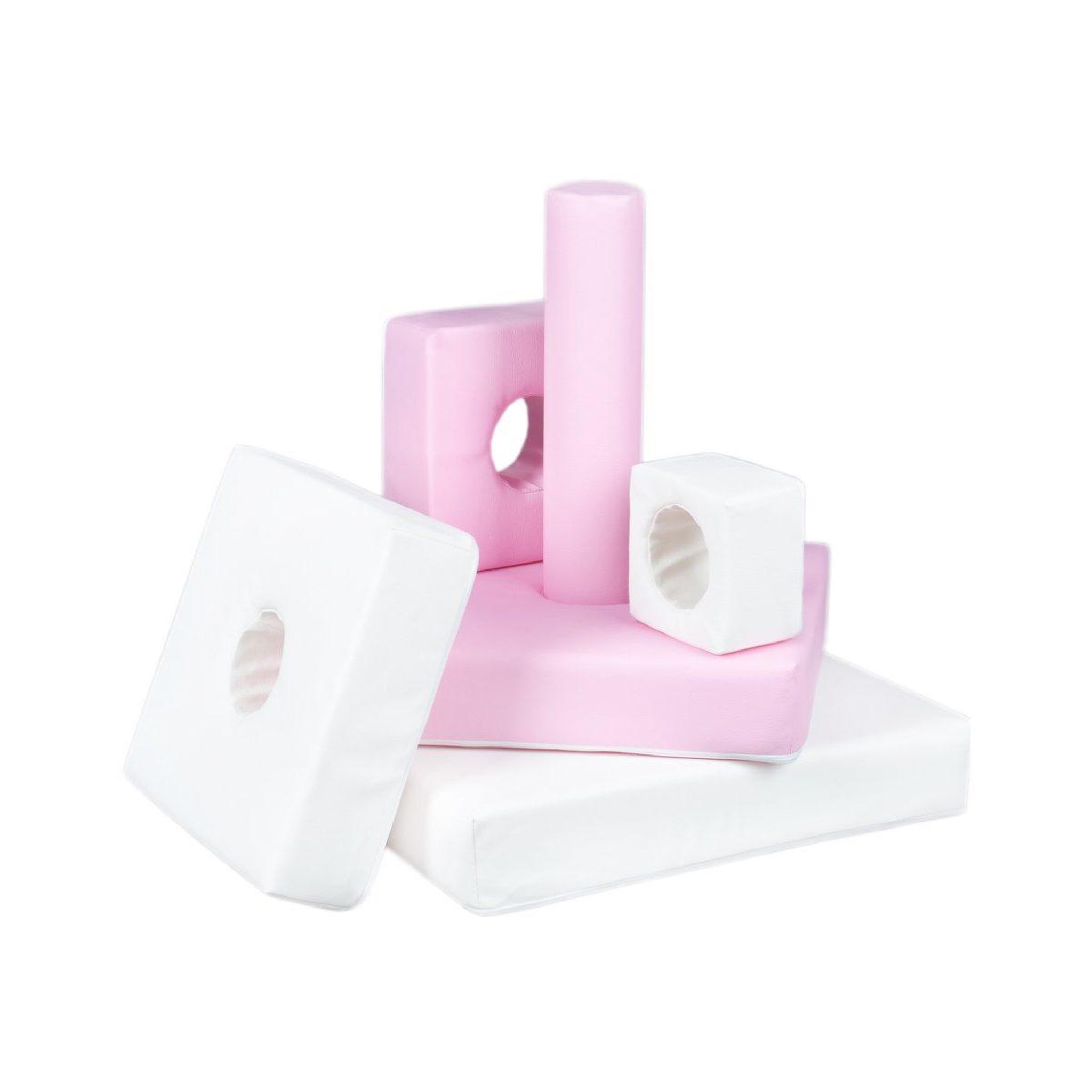 Voir la diapositive 2 : VELINDA Pyramide- lot de 6 gros blocs blanc rose pastel