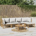 VIDAXL Salon de jardin 6 pcs avec coussins gris clair bambou