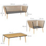 Voir la diapositive 3 : OUTSUNNY Salon de jardin 4 places 4 pièces design scandinave acier époxy résine filaire PE coussins inclus crème