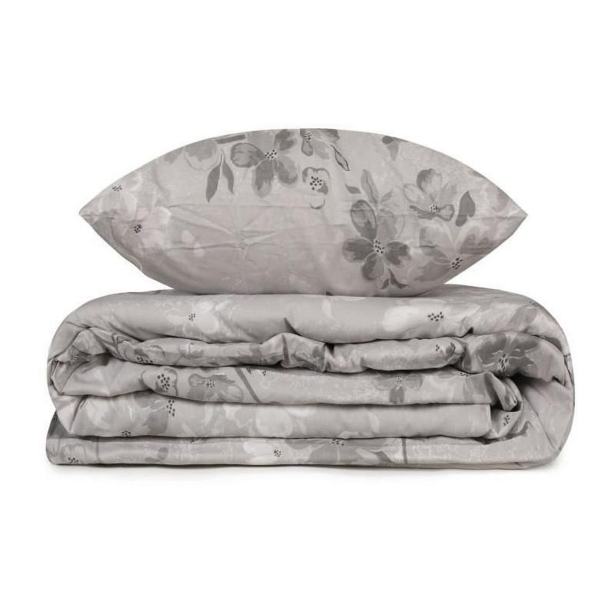 GENERIQUE Parure de lit - 1 housse de couette 220 x 240 cm + 2 taies d'oreiller 60 x 60 cm - 100% coton renforcé - Gris