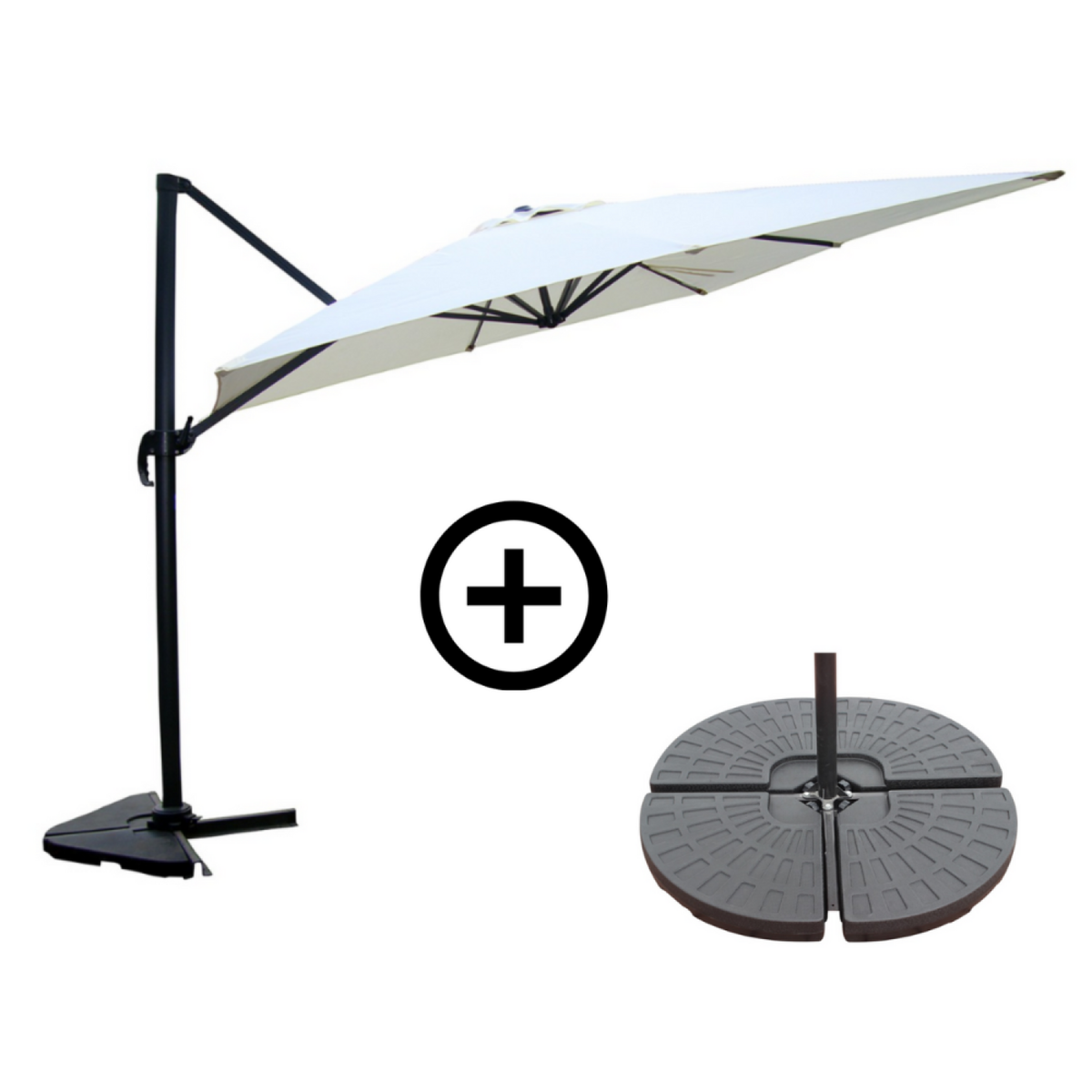 CONCEPT USINE Ensemble parasol écru 3x3m et 4 dalles à lester PALATINO