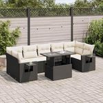 VIDAXL Salon de jardin 8 pcs avec coussins noir resine tressee