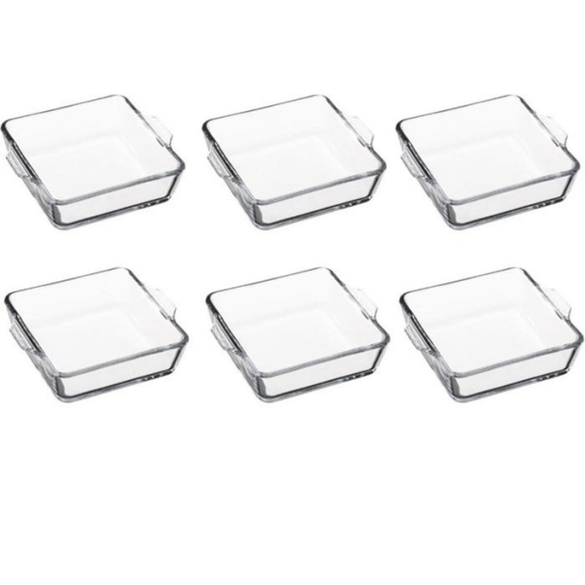 FIVE Lot de 6 Mini-Plats Carrés en Verre 15cm Transparent