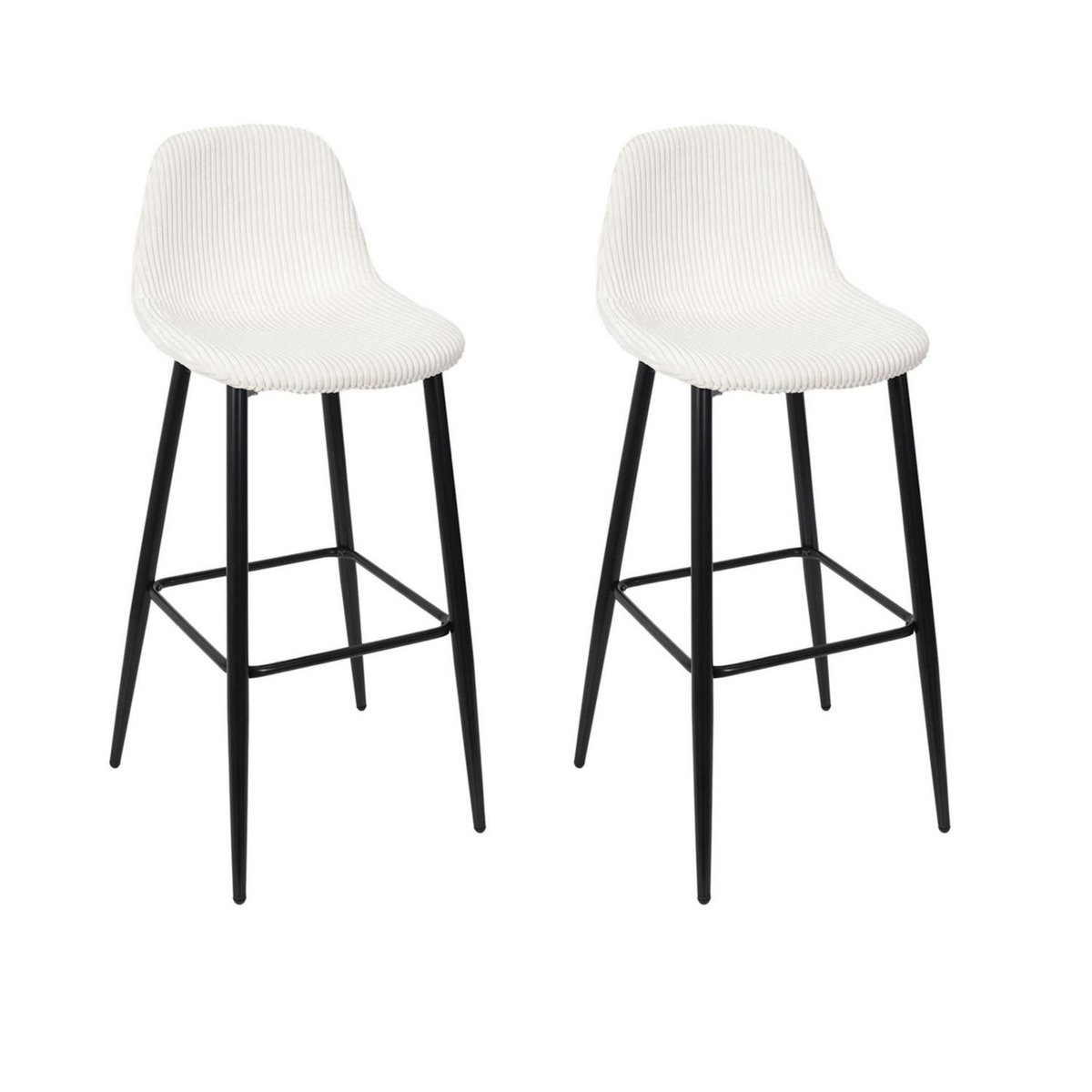 TOILINUX Lot de 2 chaises de bar côtelées SCOTT